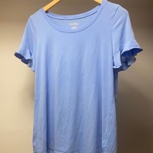 lilly pulitzer blue tee with ruffle sleeves